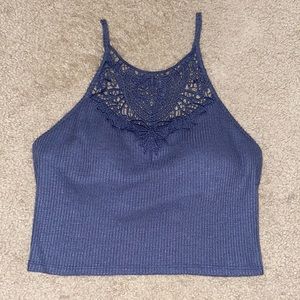 Blue halter neck tank top